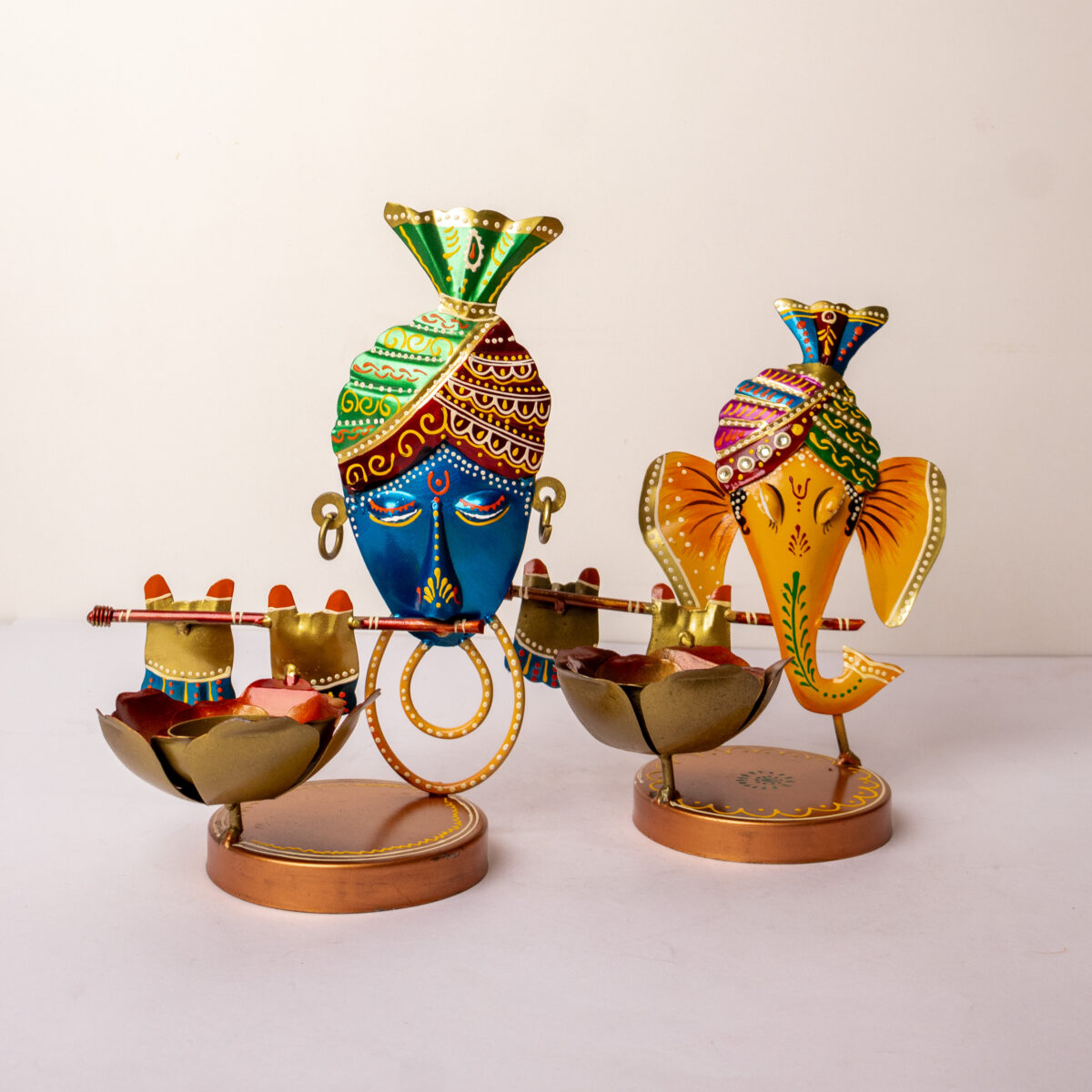 metal ganesh t light and metal krishna t light
