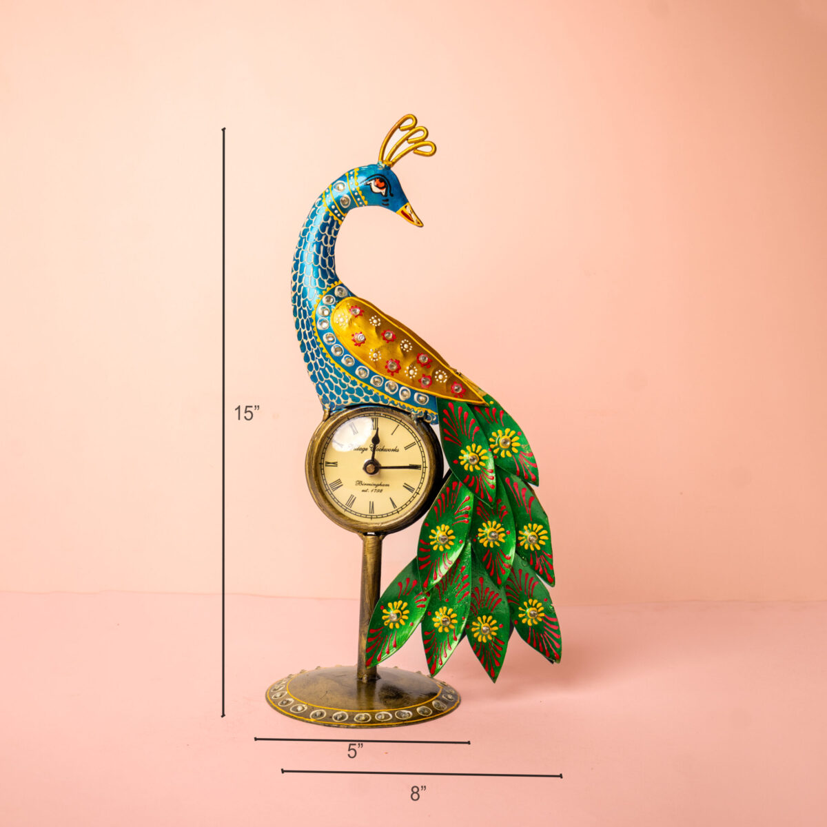 metal peacock clock (4)