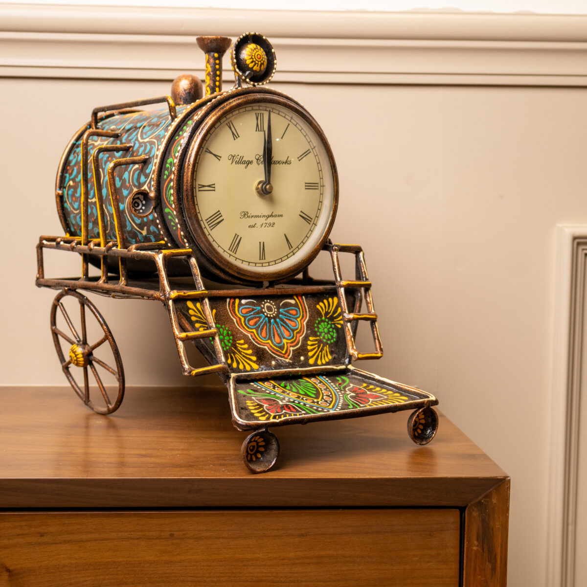 metal train engine clock big (1)