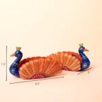 wooden Peacock t light blue (2)