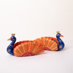 wooden Peacock t light blue (5)