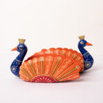 wooden Peacock t light blue (6)