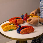 wooden Peacock t light blue (7)