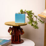 wooden brass elephant stool round (3)