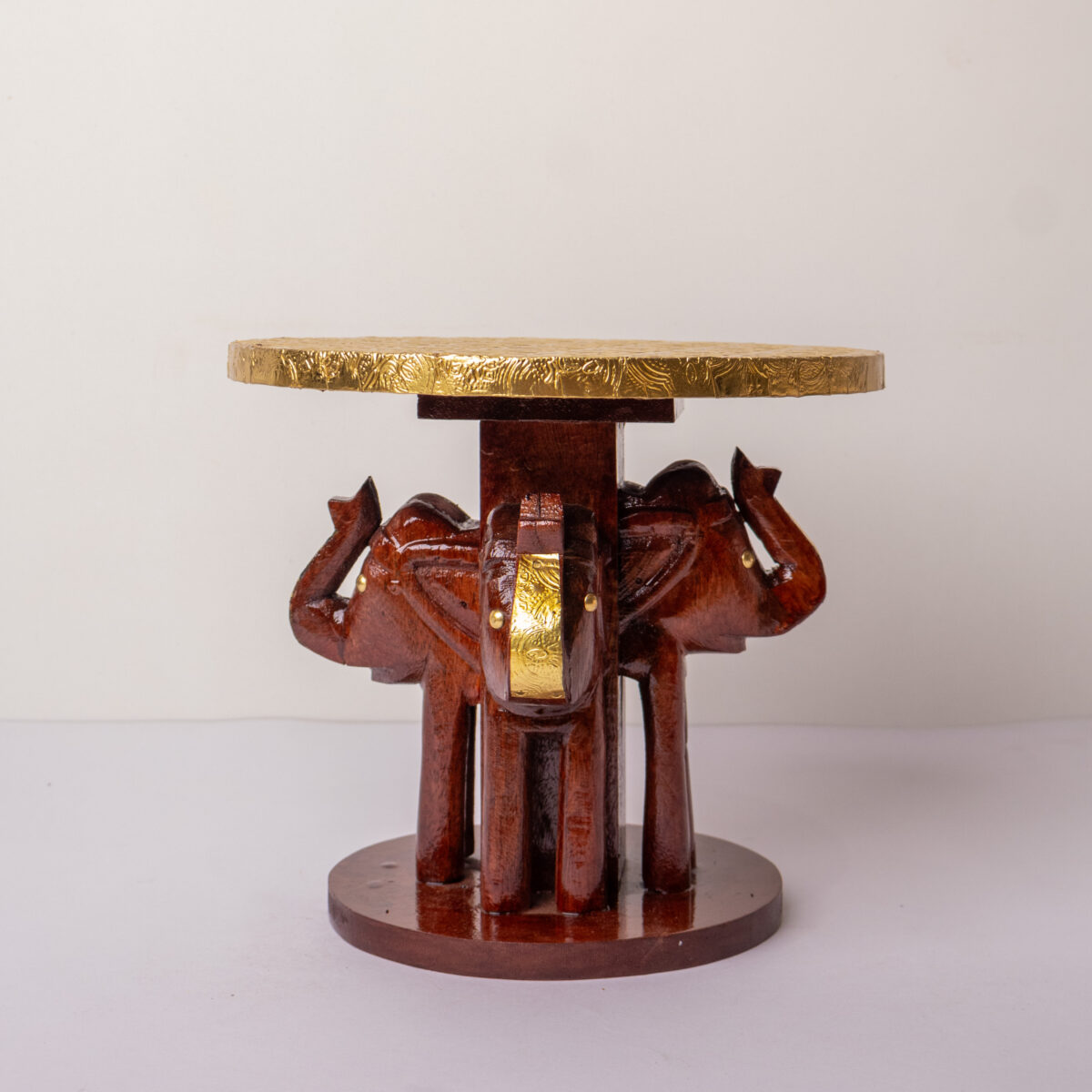 wooden brass elephant stool round (6)