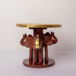 wooden brass elephant stool round (6)