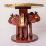 wooden brass elephant stool round (7)
