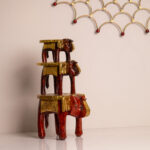 wooden brass elephant stool small, medium & large (1)