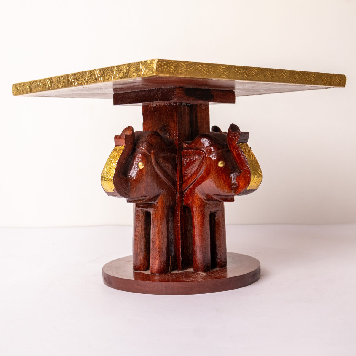 wooden brass elephant stool square (2)