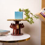 wooden brass elephant stool square (3)
