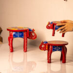 wooden painting elephant stool (2)