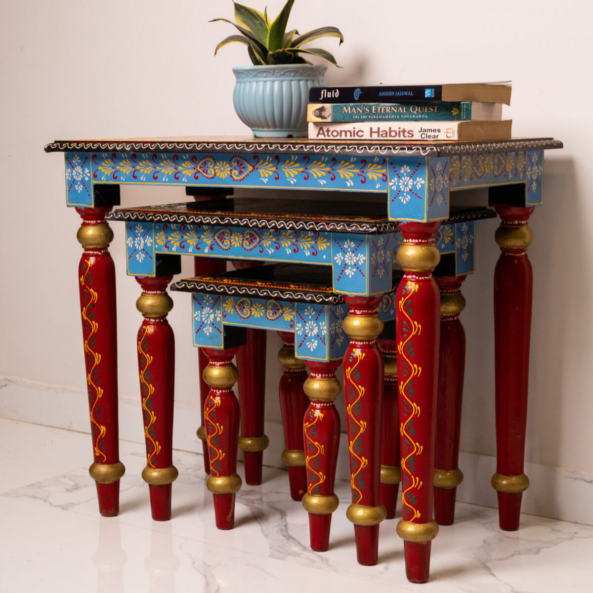 wooden panting nesting stool set of 3 (1)