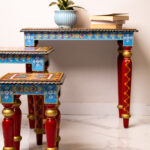 wooden panting nesting stool set of 3 (4)