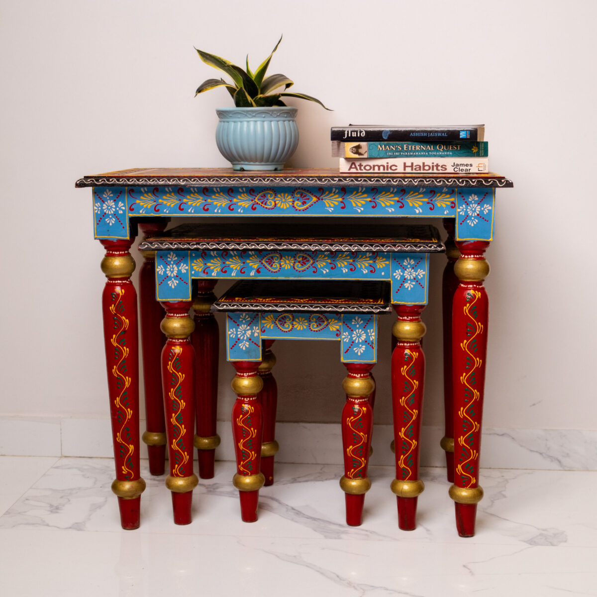 wooden panting nesting stool set of 3 (7)