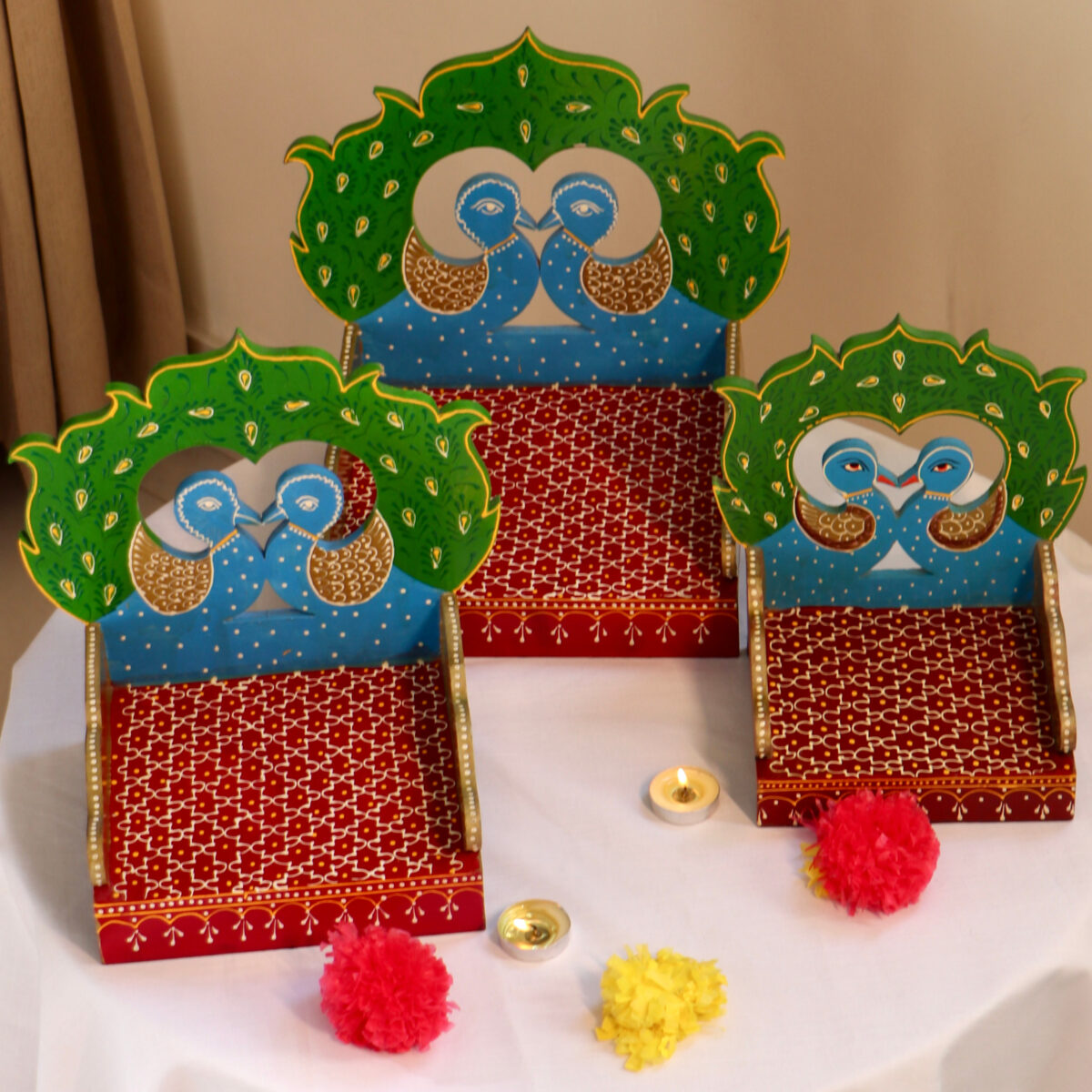 peacock sinhasan diety small, medium and Big (2)