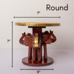 wooden brass elephant stool round (8)