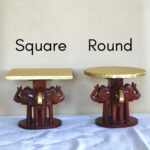 wooden brass elephant stool round & square (1) (1)