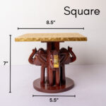 wooden brass elephant stool square (7)