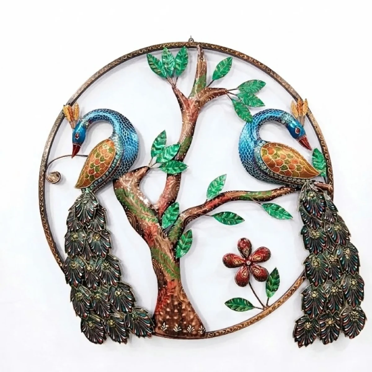 Metal Double Peacock Wall Frame