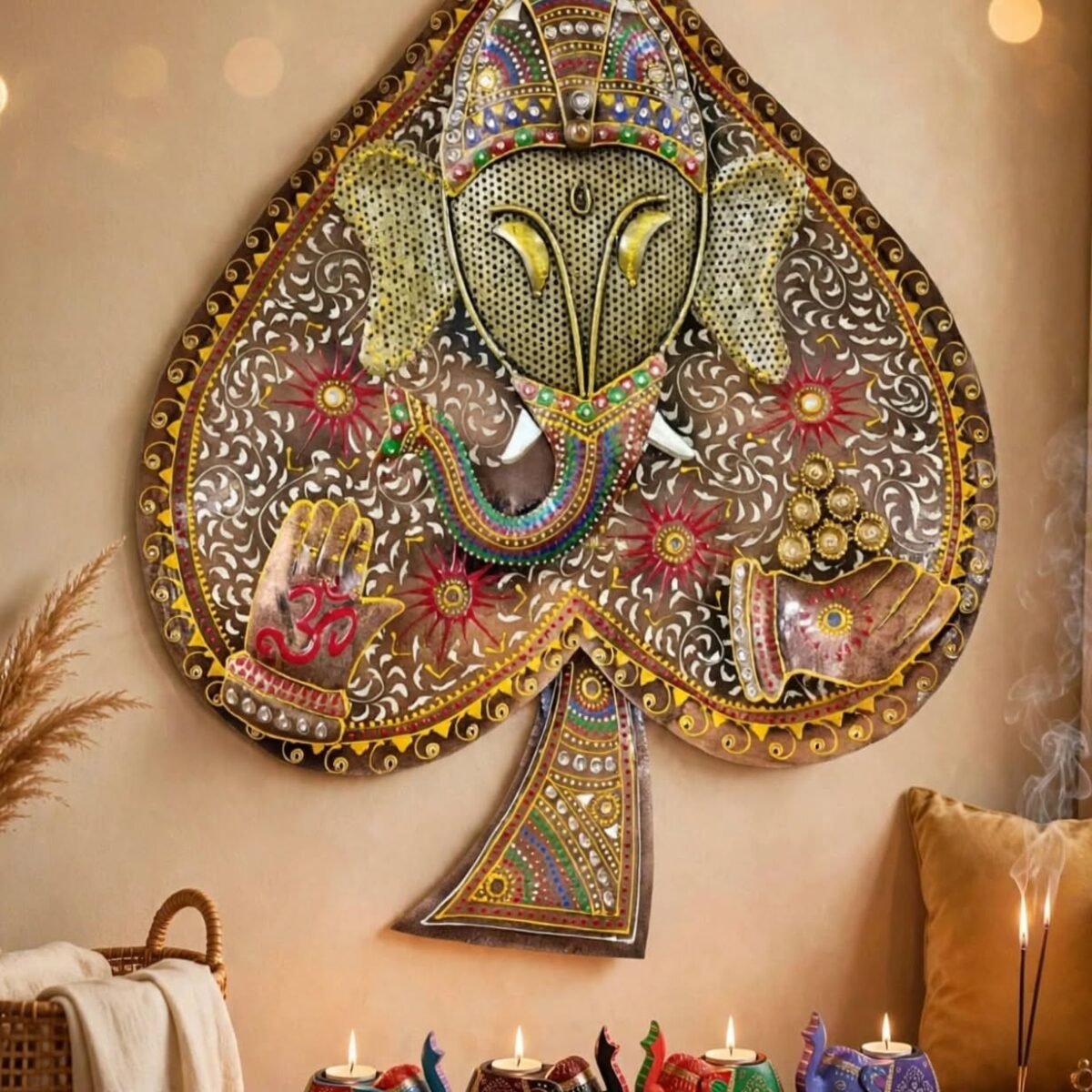 metal leaf ganesha